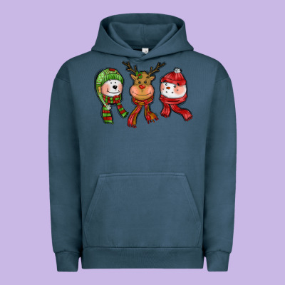 Christmas Reindeer Polar Bear Snowman Urban Hoodie Designed By Cowgirlartshop