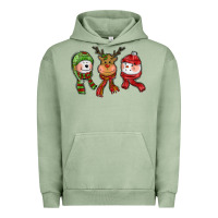 Pigment Oil Green christmas reindeer polar bear snowman Urban Hoodie - CowGirlArtShop