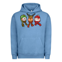 Pigment Pebble Blue christmas reindeer polar bear snowman Urban Hoodie - CowGirlArtShop