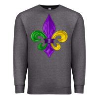 Charcoal Heather mardi gras fleur de lis Premium Sweatshirt - LillyAllenDesigns