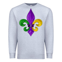 Heather Grey mardi gras fleur de lis Premium Sweatshirt - LillyAllenDesigns