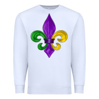 White mardi gras fleur de lis Premium Sweatshirt - LillyAllenDesigns