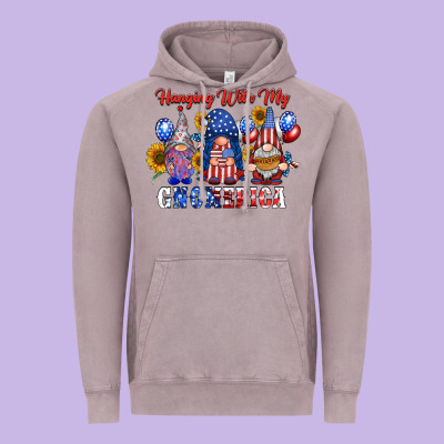 Hangin With My Gnomerica Vintage Hoodie Designed By Racoondesign
