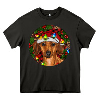 Asphalt Christmas Dachshund Heavy Core Tee - RanaPortraitStore