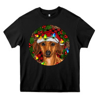 Black Christmas Dachshund Heavy Core Tee - RanaPortraitStore
