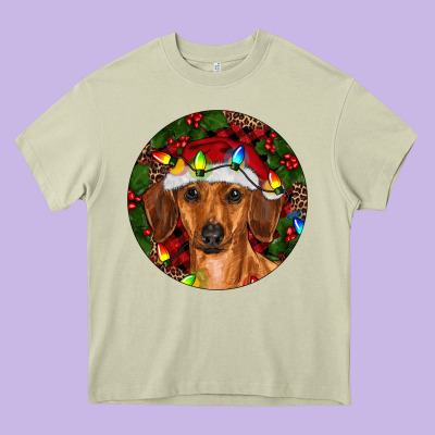 Christmas Dachshund Heavy Core Tee Designed By Ranaportraitstore