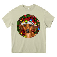 Mossy Christmas Dachshund Heavy Core Tee - RanaPortraitStore