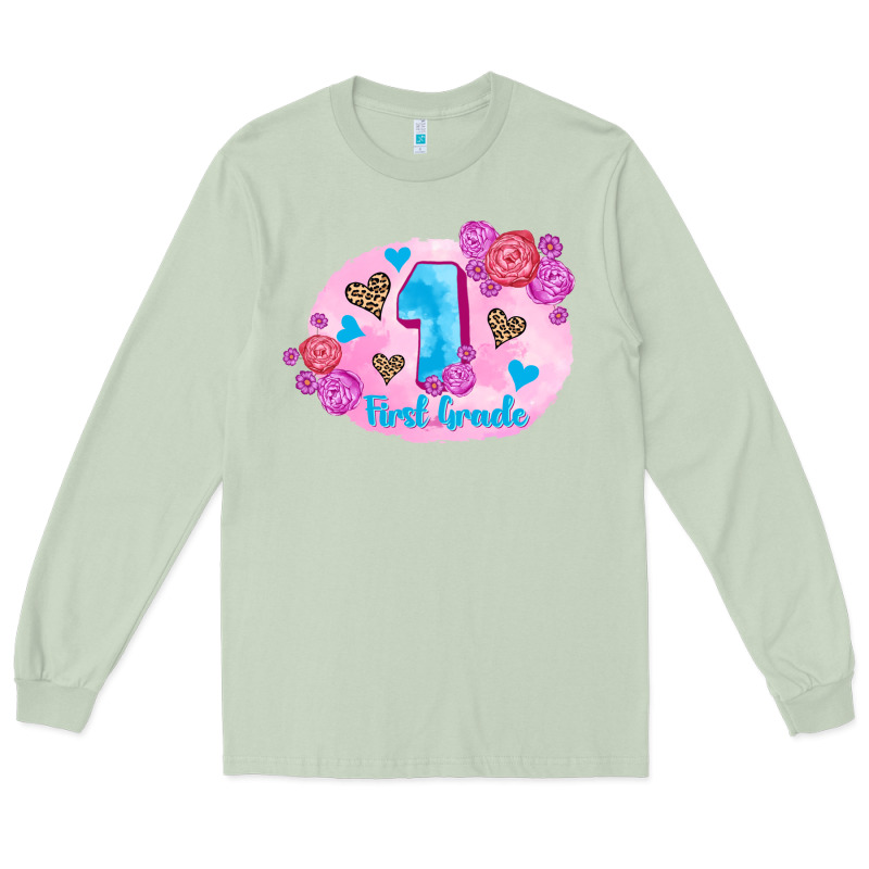 Back To School Flowers First Grade 3200x2400 Long Sleeve Tee by AdoDesignShop | Teevron