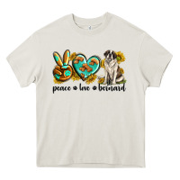 Cream peace love st. bernard Heavy Core Tee - texasbilliewilder