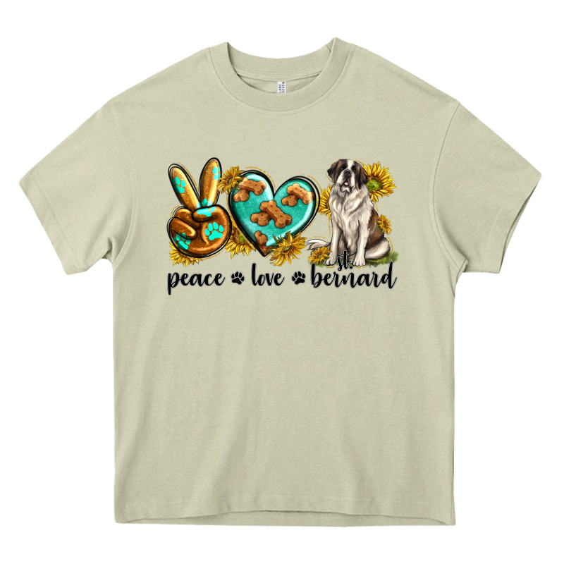 Peace Love St. Bernard Heavy Core Tee by texasbilliewilder | Teevron