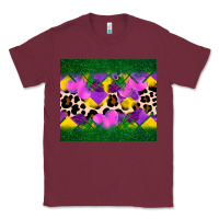 Burgundy mardi gras Leopard and heart Classic Tee - AdoDesignShop