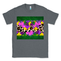 Charcoal Heather mardi gras Leopard and heart Classic Tee - AdoDesignShop