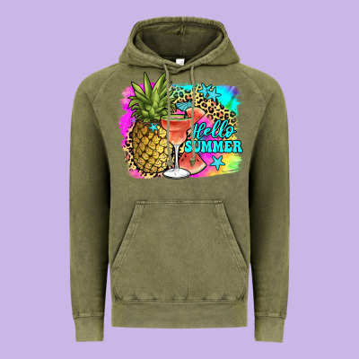 Hello Summer Vintage Hoodie Designed By Jahusdesignshop