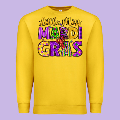 Little Miss Mardi Gras Premium Sweatshirt Designed By Lillyallendesigns