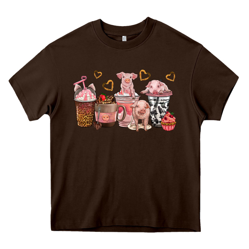 Pigs Coffee Cups Heavy Core Tee by texasbilliewilder | Teevron