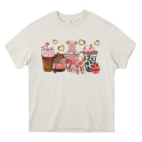 Cream pigs coffee cups Heavy Core Tee - texasbilliewilder