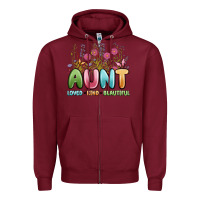 Burgundy aunt loved kind beautiful Zipper Hoodie - MaliasSmallBusiness