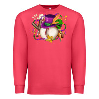Cardinal mardi gras baseball Premium Sweatshirt - LillyAllenDesigns