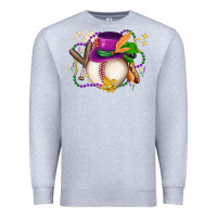Heather Grey mardi gras baseball Premium Sweatshirt - LillyAllenDesigns