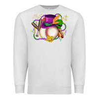 Oatmeal Heather mardi gras baseball Premium Sweatshirt - LillyAllenDesigns