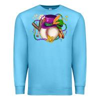 Ocean Blue mardi gras baseball Premium Sweatshirt - LillyAllenDesigns