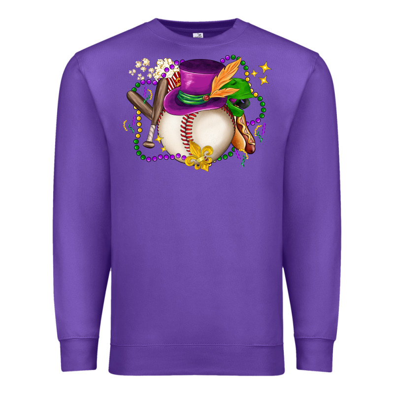 Mardi Gras Baseball Premium Sweatshirt by LillyAllenDesigns | Teevron