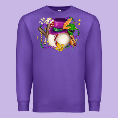 Mardi Gras Baseball Premium Sweatshirt Designed By Lillyallendesigns