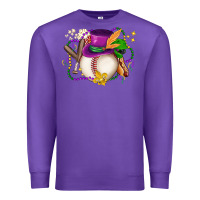 Purple mardi gras baseball Premium Sweatshirt - LillyAllenDesigns