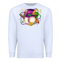 White mardi gras baseball Premium Sweatshirt - LillyAllenDesigns