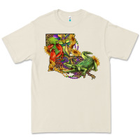 Bone Louisiana Map With Mardi Gras Crocodile Premium Tee - RanaPortraitStore