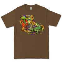 Cacao Louisiana Map With Mardi Gras Crocodile Premium Tee - RanaPortraitStore