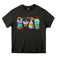 Asphalt rainbow coffee cups Heavy Core Tee - texasbilliewilder