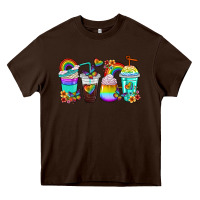 Chocolate Brown rainbow coffee cups Heavy Core Tee - texasbilliewilder