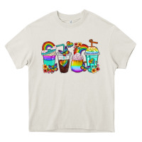 Cream rainbow coffee cups Heavy Core Tee - texasbilliewilder