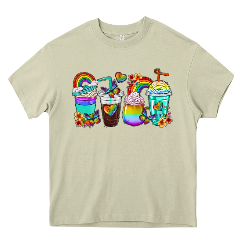 Rainbow Coffee Cups Heavy Core Tee by texasbilliewilder | Teevron