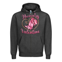Charcoal Heather howdy valentine Zipper Hoodie - MaliasSmallBusiness