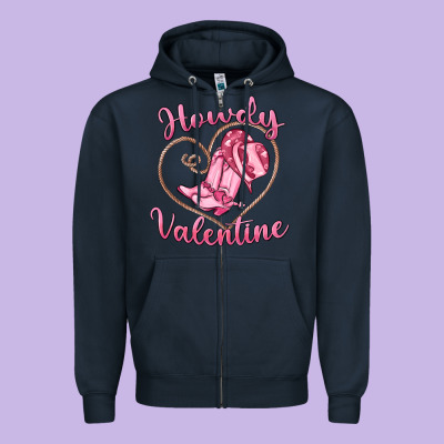 Howdy Valentine Zipper Hoodie Designed By Maliassmallbusiness