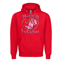 Red howdy valentine Zipper Hoodie - MaliasSmallBusiness