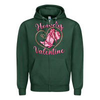 Sports Green howdy valentine Zipper Hoodie - MaliasSmallBusiness