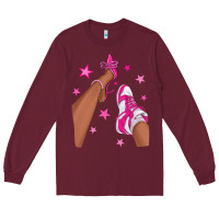 Burgundy afro sneakers and heels Long Sleeve Tee - NancyCooperArtShop