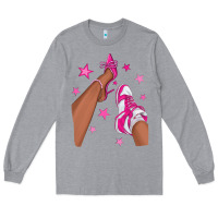 Heather Grey afro sneakers and heels Long Sleeve Tee - NancyCooperArtShop