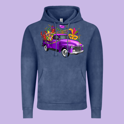 Mardi Gras Truck King's Cake Vintage Hoodie Designed By Fadigitalartstudio