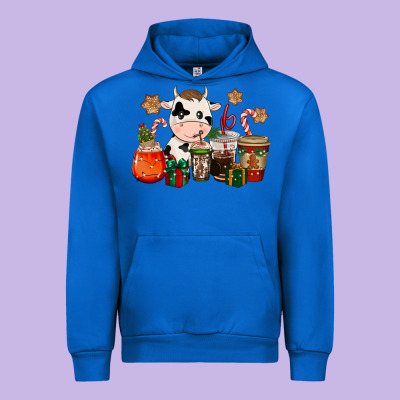 Cow Coffee Cups Christmas Urban Hoodie Designed By Cowgirlartshop