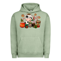 Pigment Oil Green cow coffee cups christmas Urban Hoodie - CowGirlArtShop