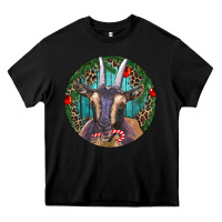 Black Dark Goat Christmas Heavy Core Tee - RanaPortraitStore