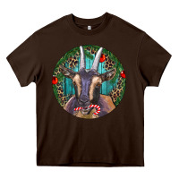 Chocolate Brown Dark Goat Christmas Heavy Core Tee - RanaPortraitStore