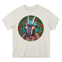 Cream Dark Goat Christmas Heavy Core Tee - RanaPortraitStore