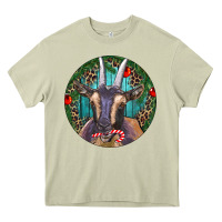 Mossy Dark Goat Christmas Heavy Core Tee - RanaPortraitStore