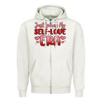 Oatmeal Heather just loving my self love era Zipper Hoodie - MaliasSmallBusiness