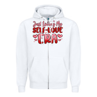 White just loving my self love era Zipper Hoodie - MaliasSmallBusiness